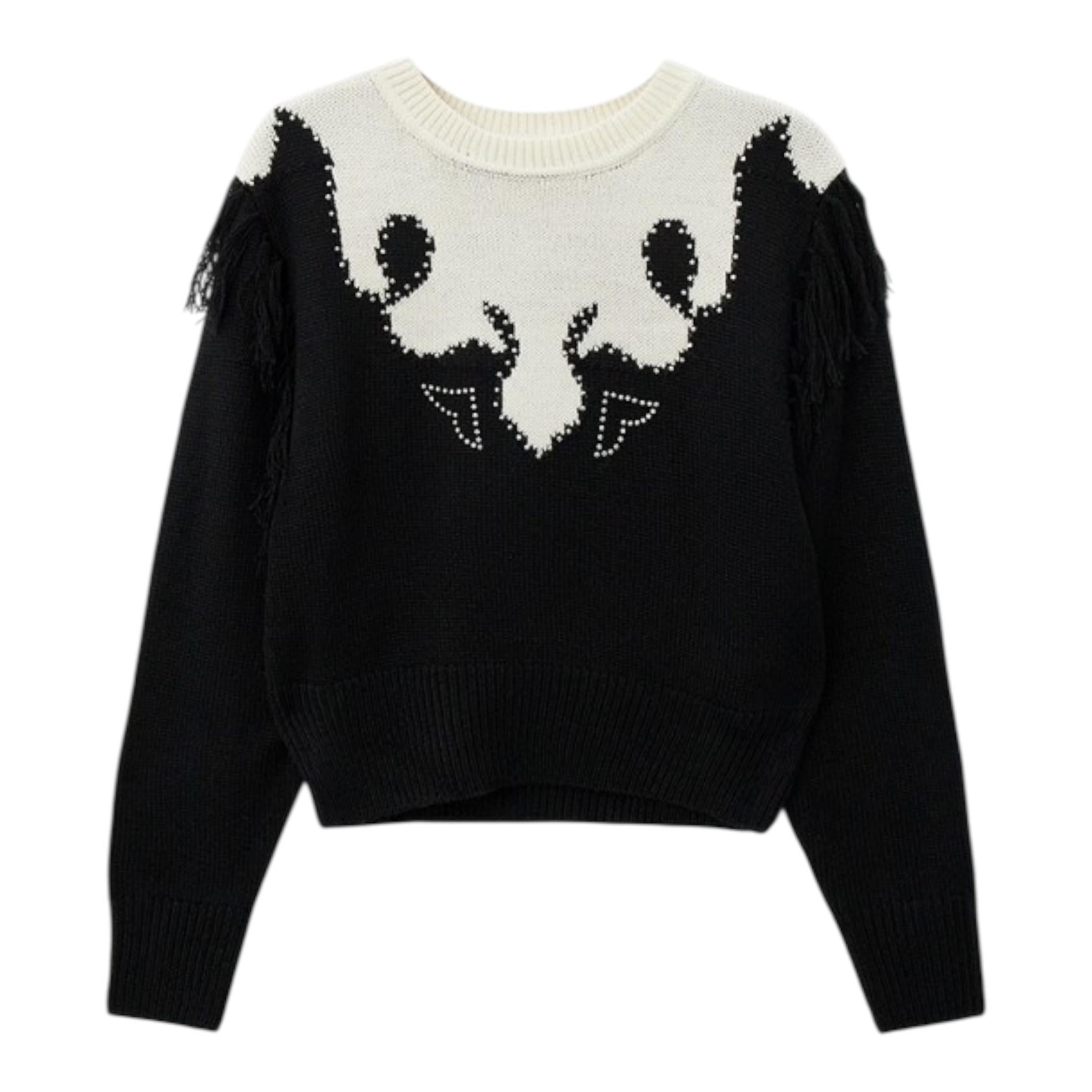 PATRIZIA PEPE maglia bicolore girocollo con fantasia Bianco/nero per Bambina 7K0046 BIANCO/NERO PATRIZIA PEPE 