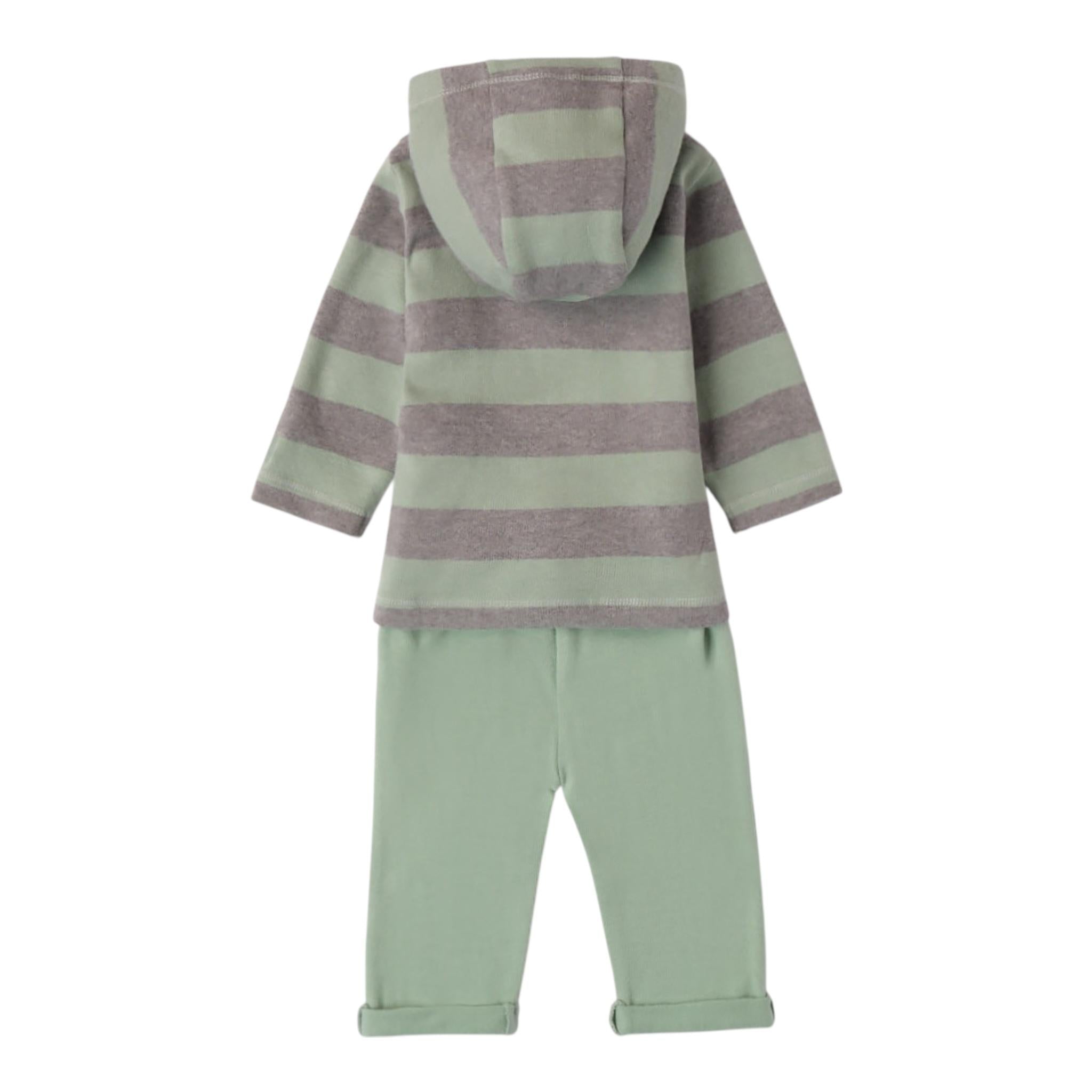 MINI BANDA completo 2pz bicolore con fantasia a righe Verde per Neonato 37647 VERDE MINI BANDA 