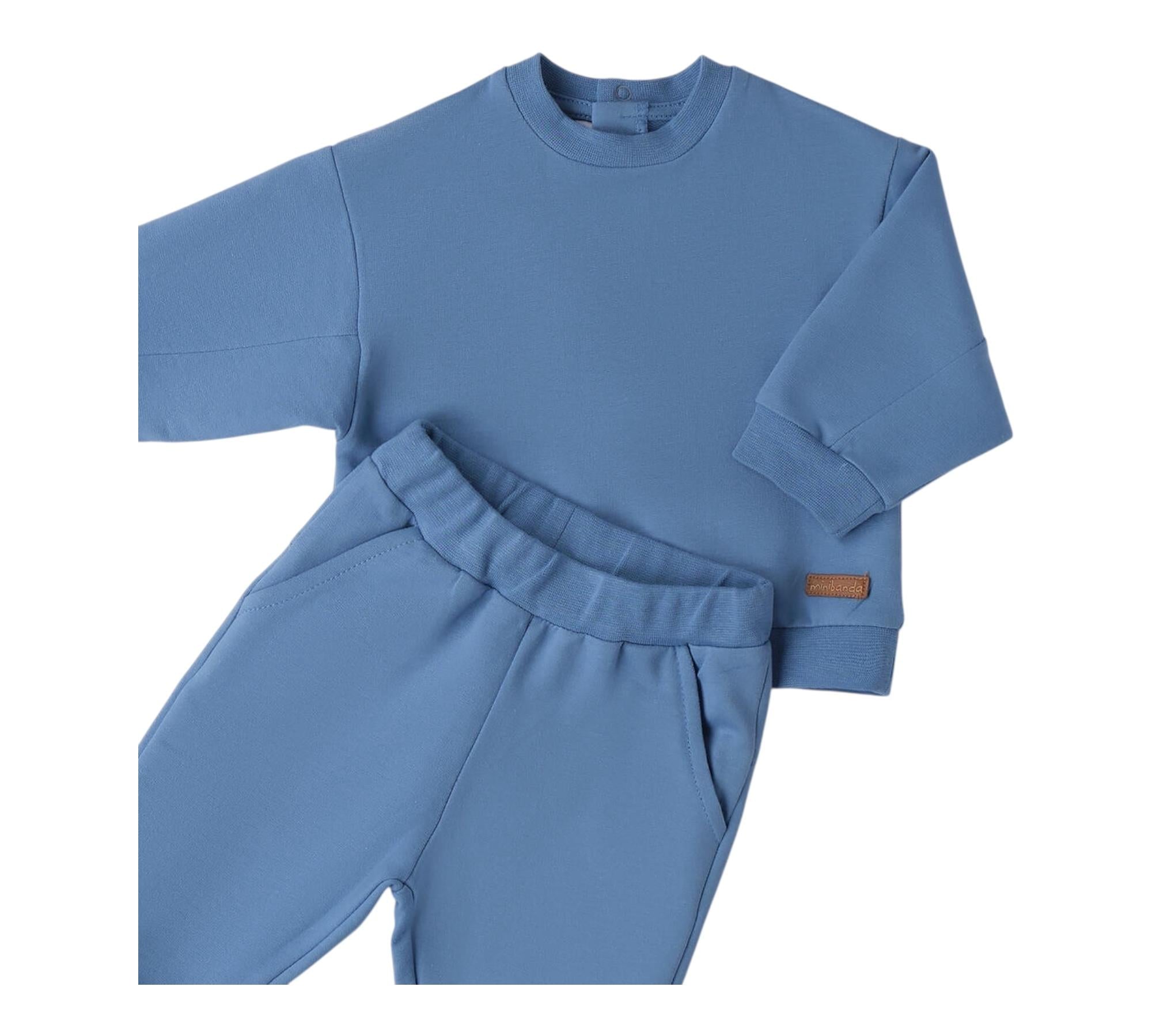 Minibanda Completo 2 Pezzi Felpa-Pantalone Tinta Unita per Neonato 3B655 CELESTE MINIBANDA 