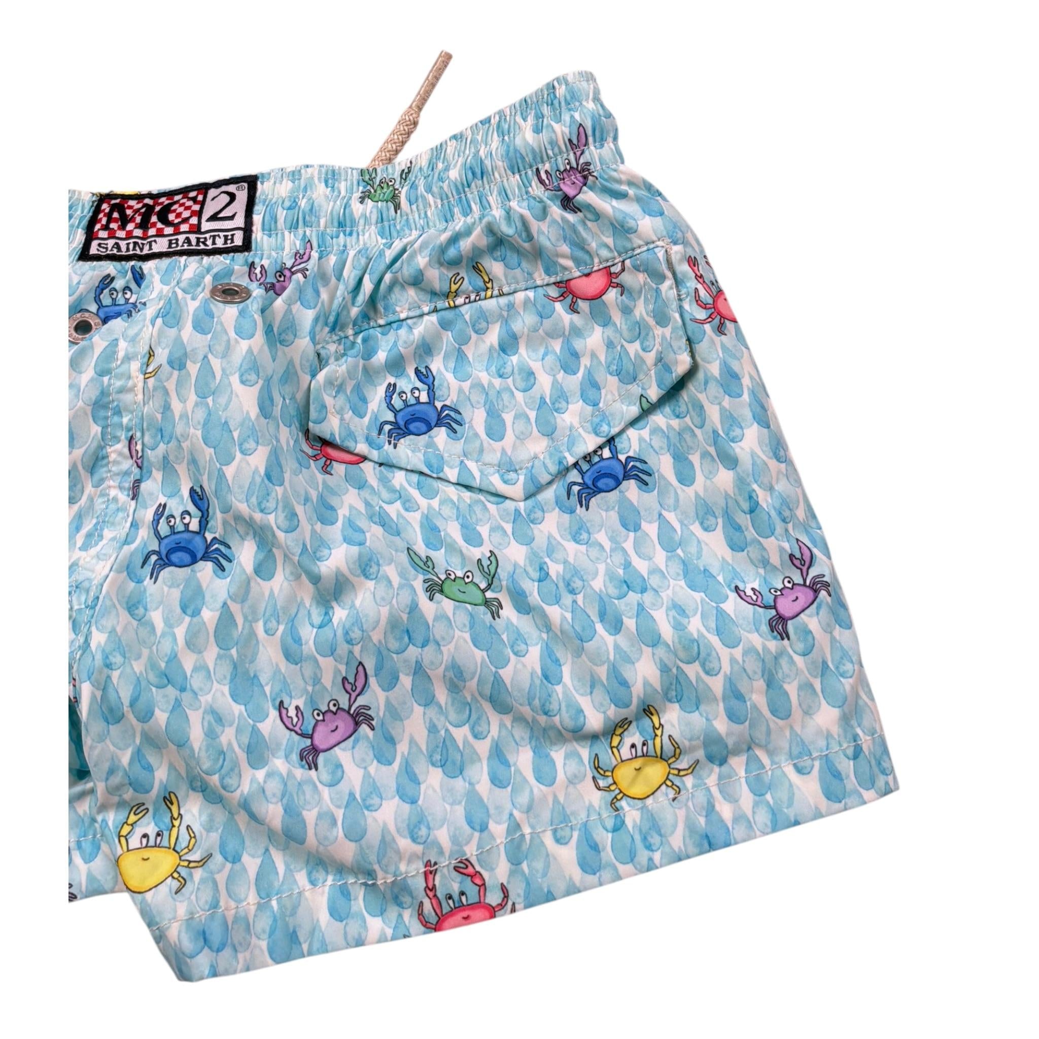 Saint Barth Costume Tinta Unita con Stampe Granchio per Bambino COMFORTLIGHT AZZURRO SAINT BARTH 