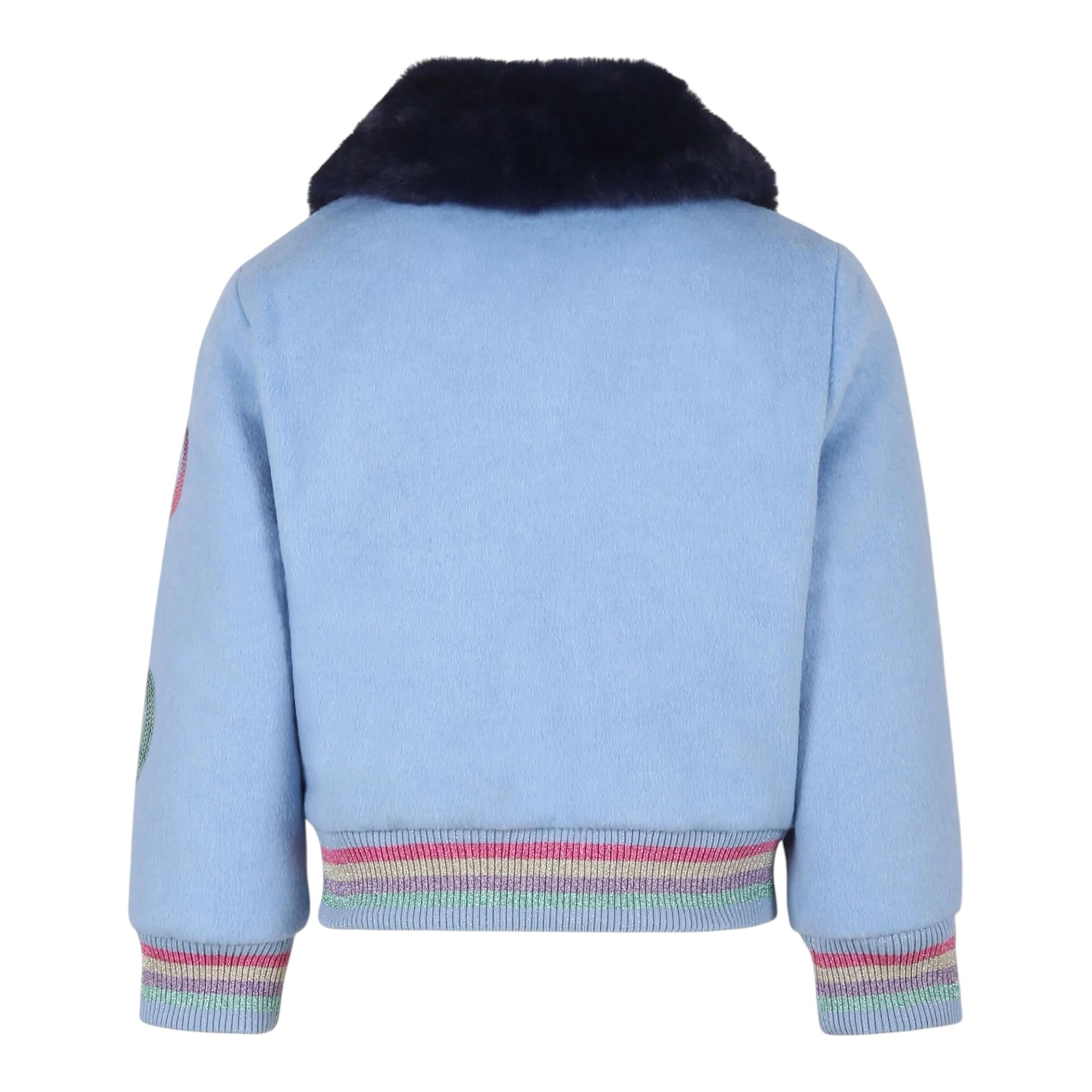 BillIEBLUSH cappotto tinta unita con colletto pelliccia Azzurro polvere per Neonata U20433 AZZURRO POLVERE BillIEBLUSH 