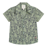 Carre'Ment Beau Camicia Mezza Manica Tinta Unita Cn Stampa Fantasia Verde Per Neonato