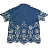 Saint Barth Camicia Mezza Manica Tinta Unita In Pizzo Sangallo per Bambina CLEMENTINE BLU SAINT BARTH 