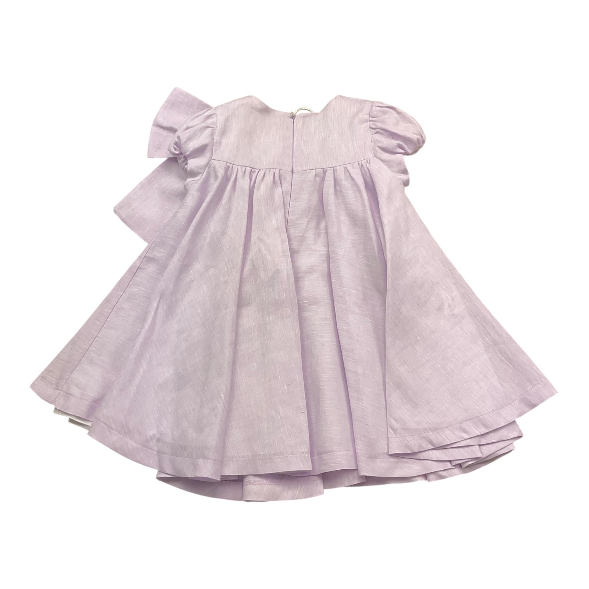 La Sartoria Dei Piccoli Abito Giromanica Tinta Unita con Fiocco per Neonata L1050 LILLA LA SARTORIA DEI PICCOLI 