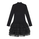 TWINSET abito tinta unita con tulle Nero per Bambina 242GJ3121XX NERO TWINSET 