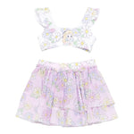 Monnalisa Set 3 Pezzi Costume-Gonna-Fascia Tinta Unita con Stampa per Bambina 39E048J ROSA MONNALISA 