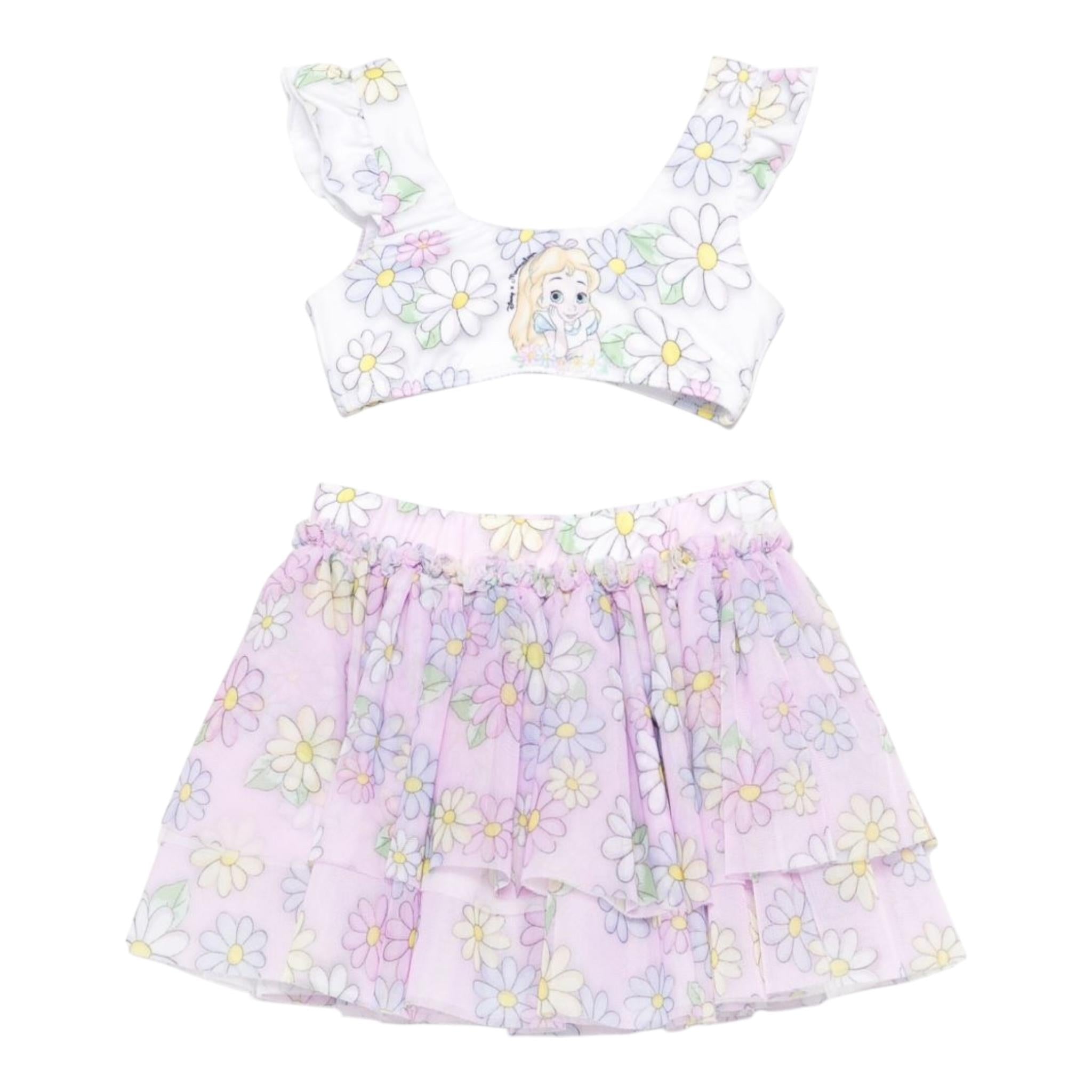 Monnalisa Set 3 Pezzi Costume-Gonna-Fascia Tinta Unita con Stampa per Bambina 39E048J ROSA MONNALISA 