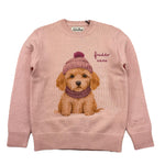 SAINT BARTH maglia tinta unita girocollo con stampa Rosa per Bambina PUPPY ROSA SAINT BARTH 