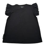 John Richmond T-Shirt tinta unita con Stampa E Rouches Nero per Bambina RGP23070TS NERO JOHN RICHMOND 