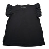 John Richmond T-Shirt tinta unita con Stampa E Rouches Nero per Bambina RGP23070TS NERO JOHN RICHMOND 