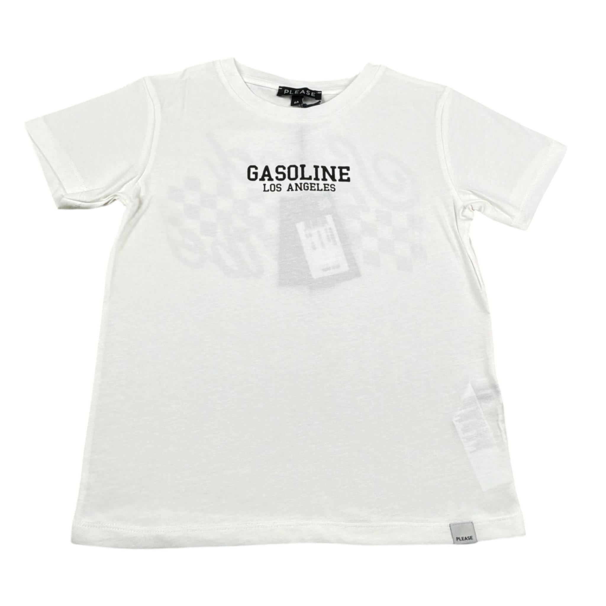 Please T-Shirt Girocollo Tinta Unita con Stampa per Bambino MBF2030B72 BIANCO PLEASE 