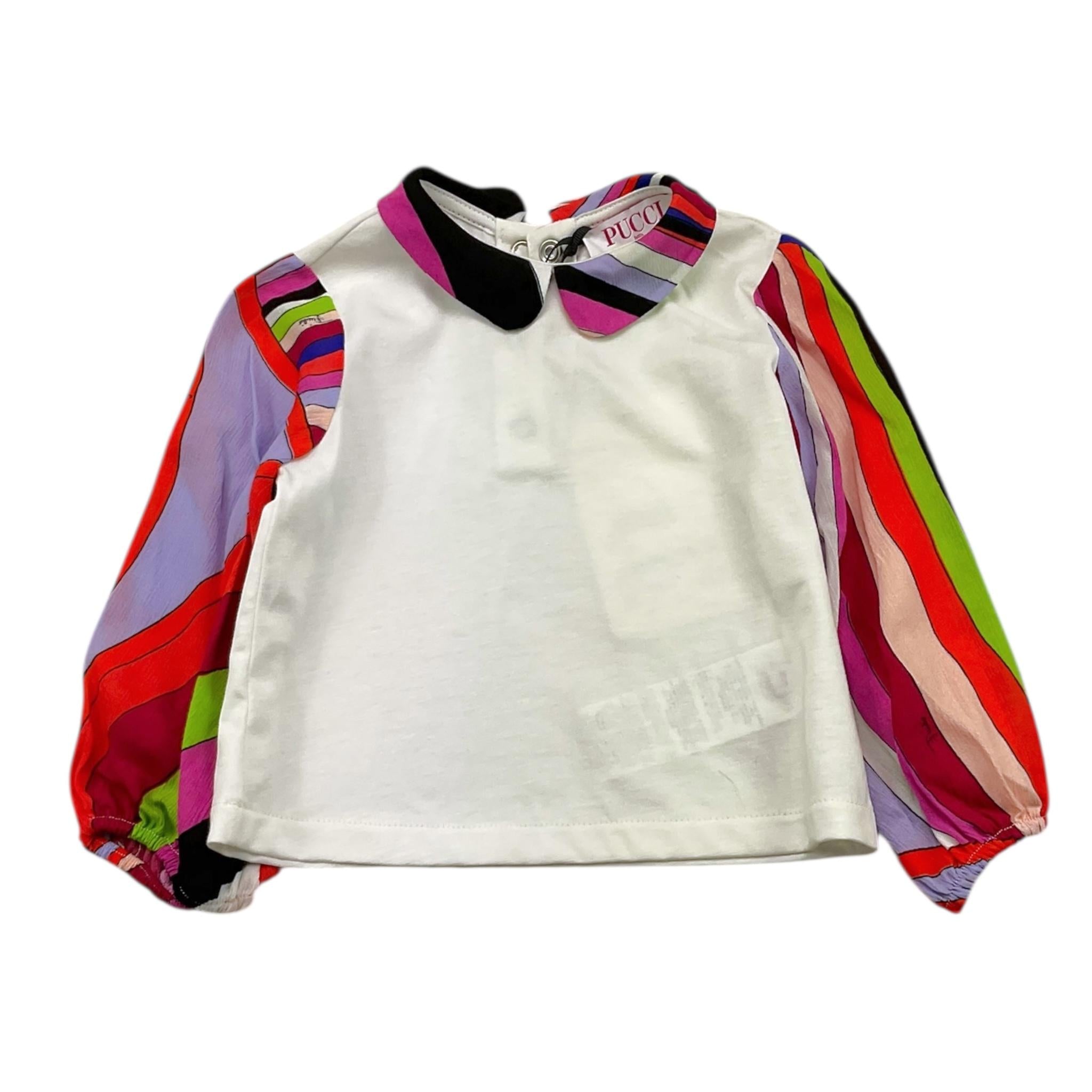 EMILIO PUCCI shirt tinta unita con maniche in contrasto Bianco per Neonata PT8040 BIANCO EMILIO PUCCI 