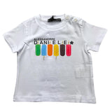 Daniele Alessandrini Einfarbiges T-Shirt mit Rundhalsausschnitt und Print in Weiß für Neugeborene