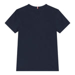 Tommy Hilfiger T-Shirt Girocollo Tinta Unita con Logo per Bambino KB0KB09538 BLU TOMMY HILFIGER 