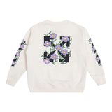 Off-White Felpa Girocollo Tinta Unita Con Stampa Beige Per Bambina