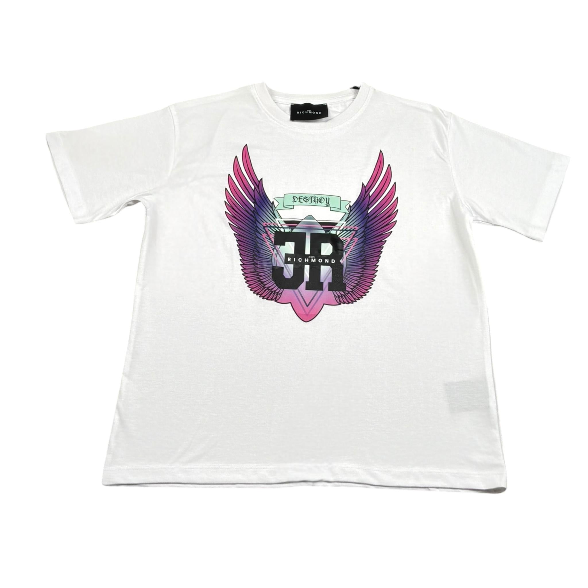 John Richmond T-Shirt Girocollo Tinta Unita con Stampa per Bambina RGP26190TS BIANCO JOHN RICHMOND 