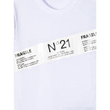 N°21 T-Shirt Girocollo tinta unita con Logo Bianco per Bambino 097 BIANCO N°21 