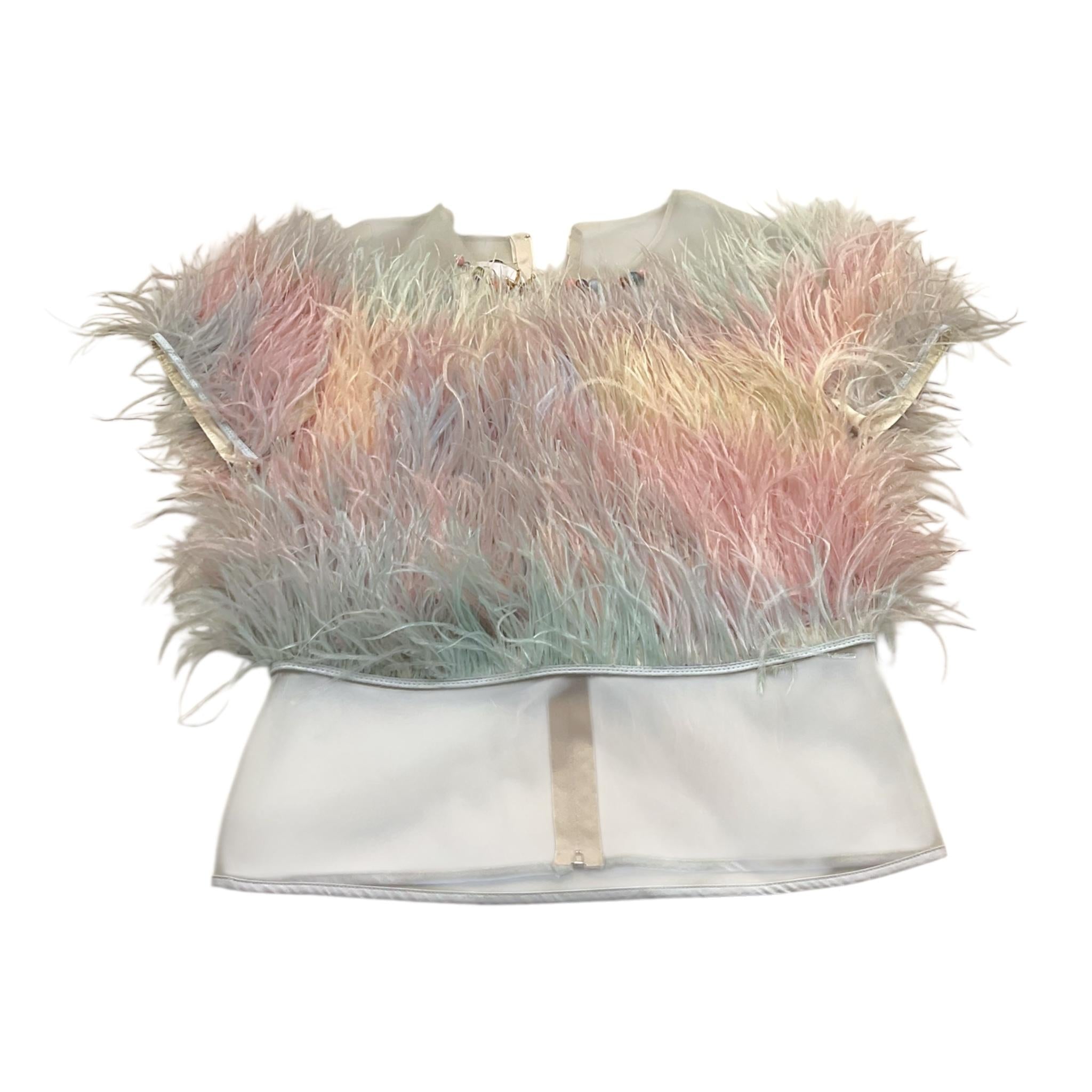 Nikolia Top Tinta Unita Giromanica con Piume per Bambina GLORIATOP ROSA NIKOLIA 