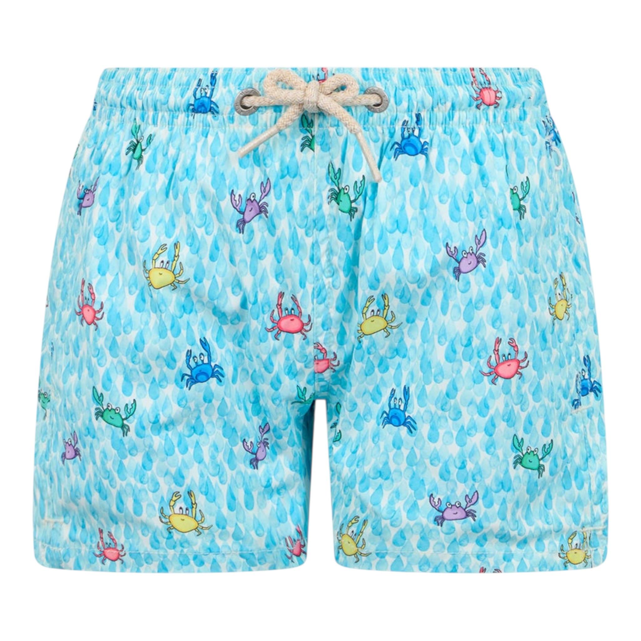 Saint Barth Costume Tinta Unita con Stampe Granchio per Neonato COMFORTLIGHTN AZZURRO SAINT BARTH 