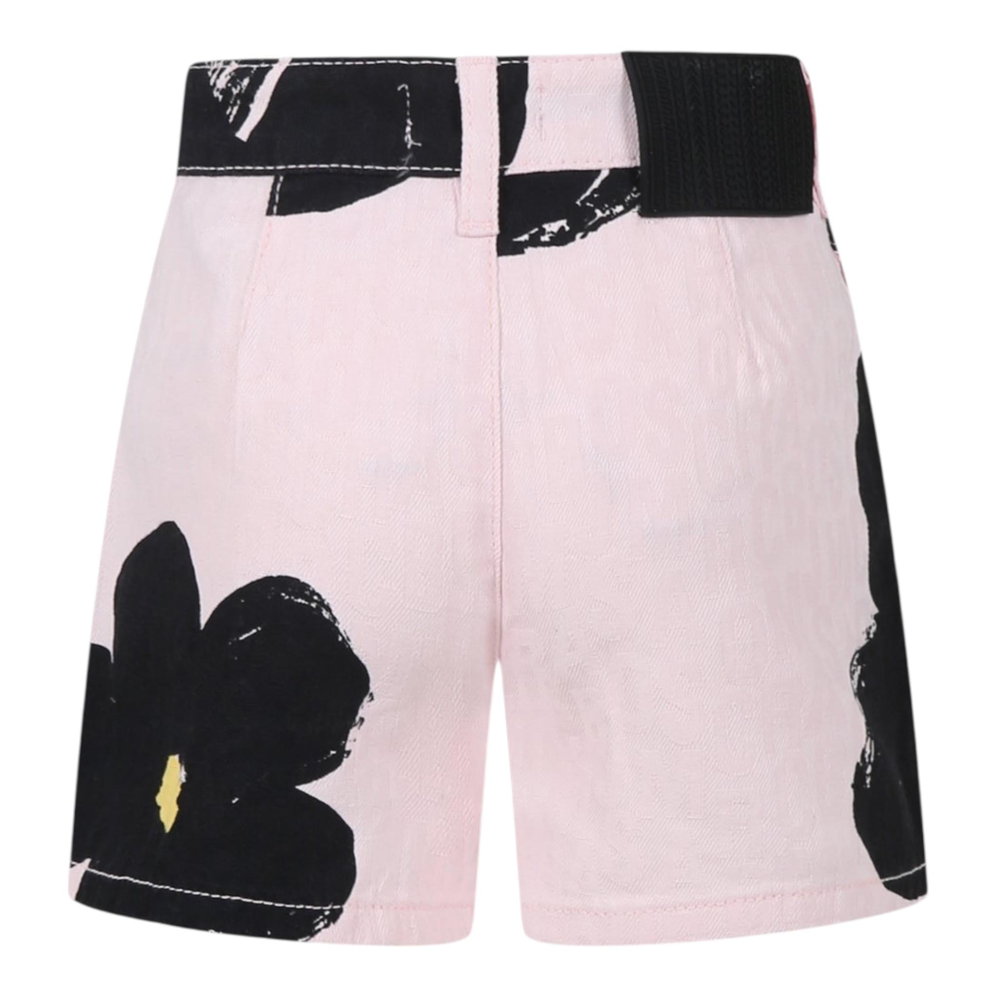 Marc Jacobs Short In Denim Tinta Unita con Fantasia Fiori per Bambina W60543 ROSA MARC JACOBS 