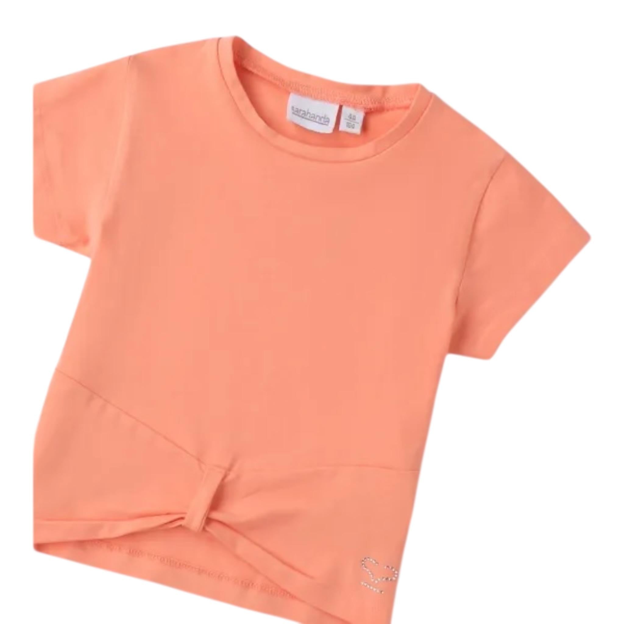 Sarabanda T-Shirt Tinta Unita Girocollo per Neonata 0B317N PESCA SARABANDA 