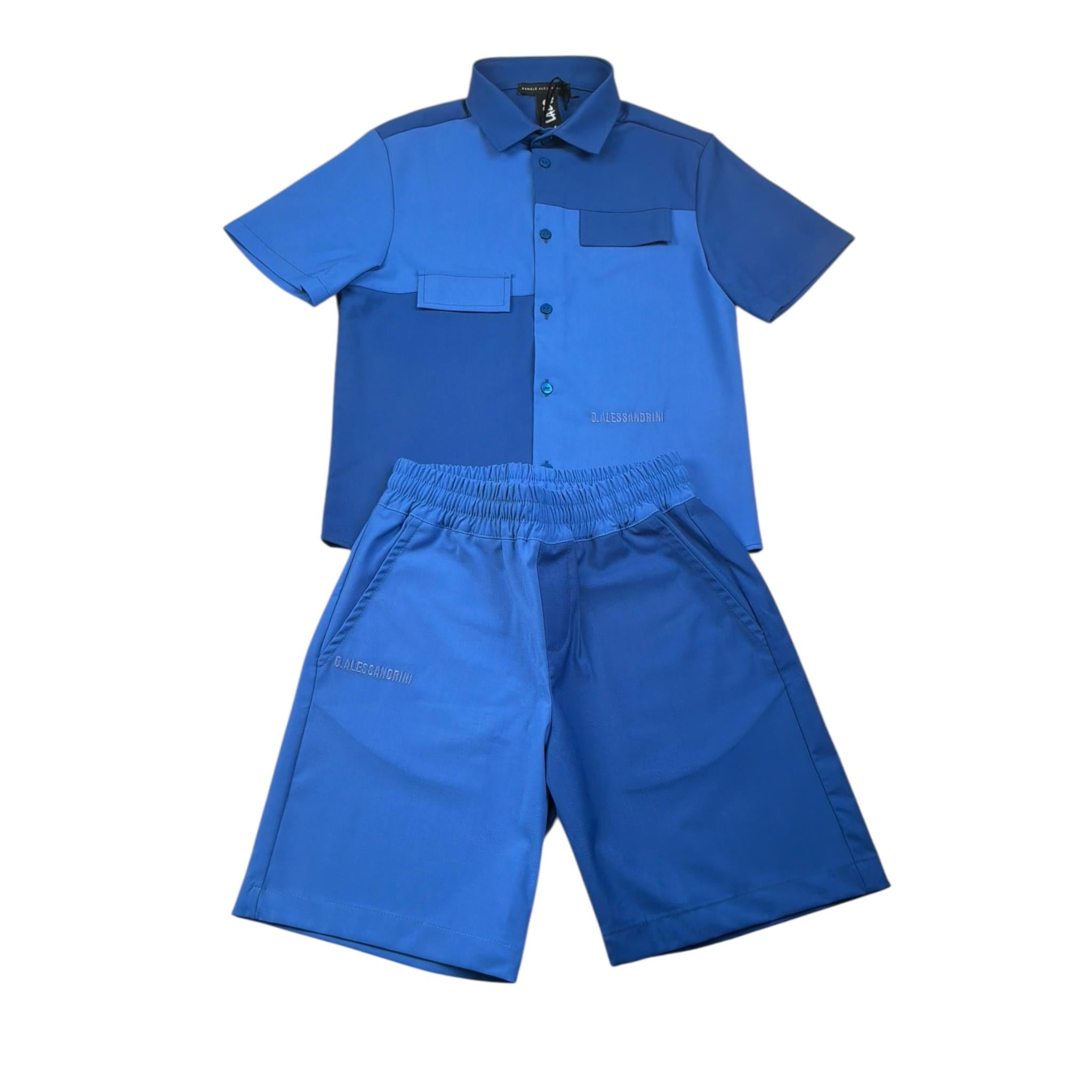 Daniele Alessandrini Completo 2 Pezzi Camicia-Bermuda Tinta Unita per Bambino 1236C00331 BLU DANIELE ALESSANDRINI 