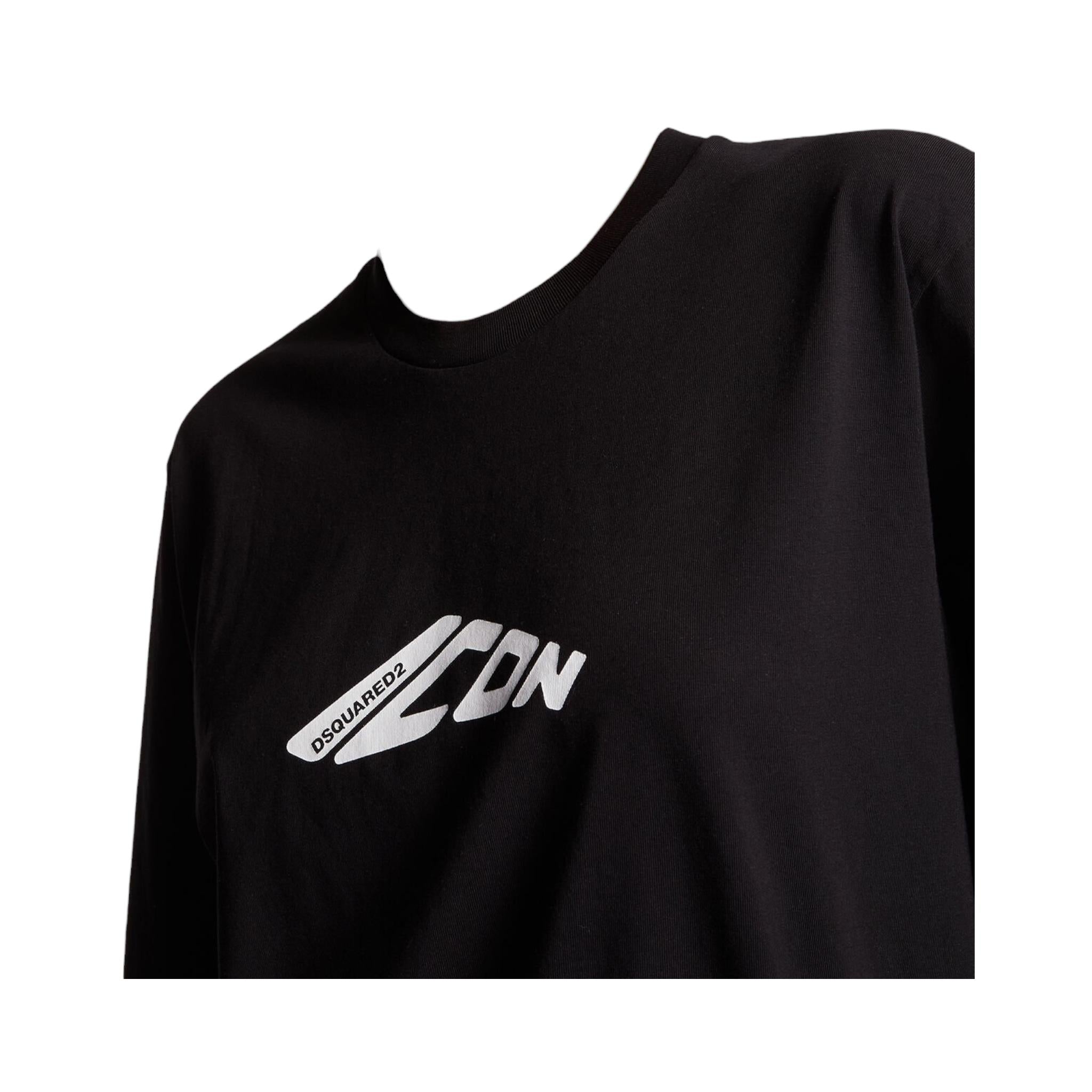 Dsquared2 T-Shirt Girocollo Tinta Unita con Stampa per Bambino DQ2941 NERO DSQUARED2 