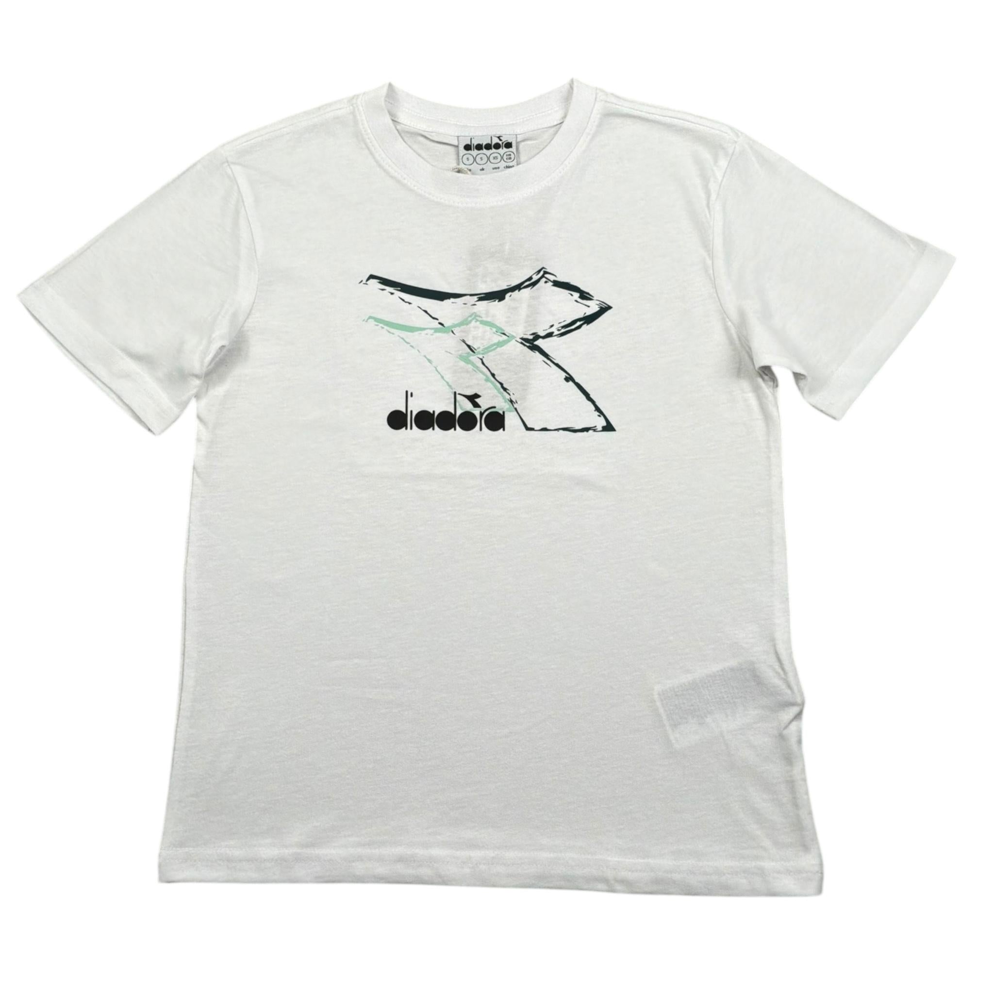 Diadora T-Shirt Girocollo Tinta Unita con Stampa per Bambino 102181706 BIANCO DIADORA 