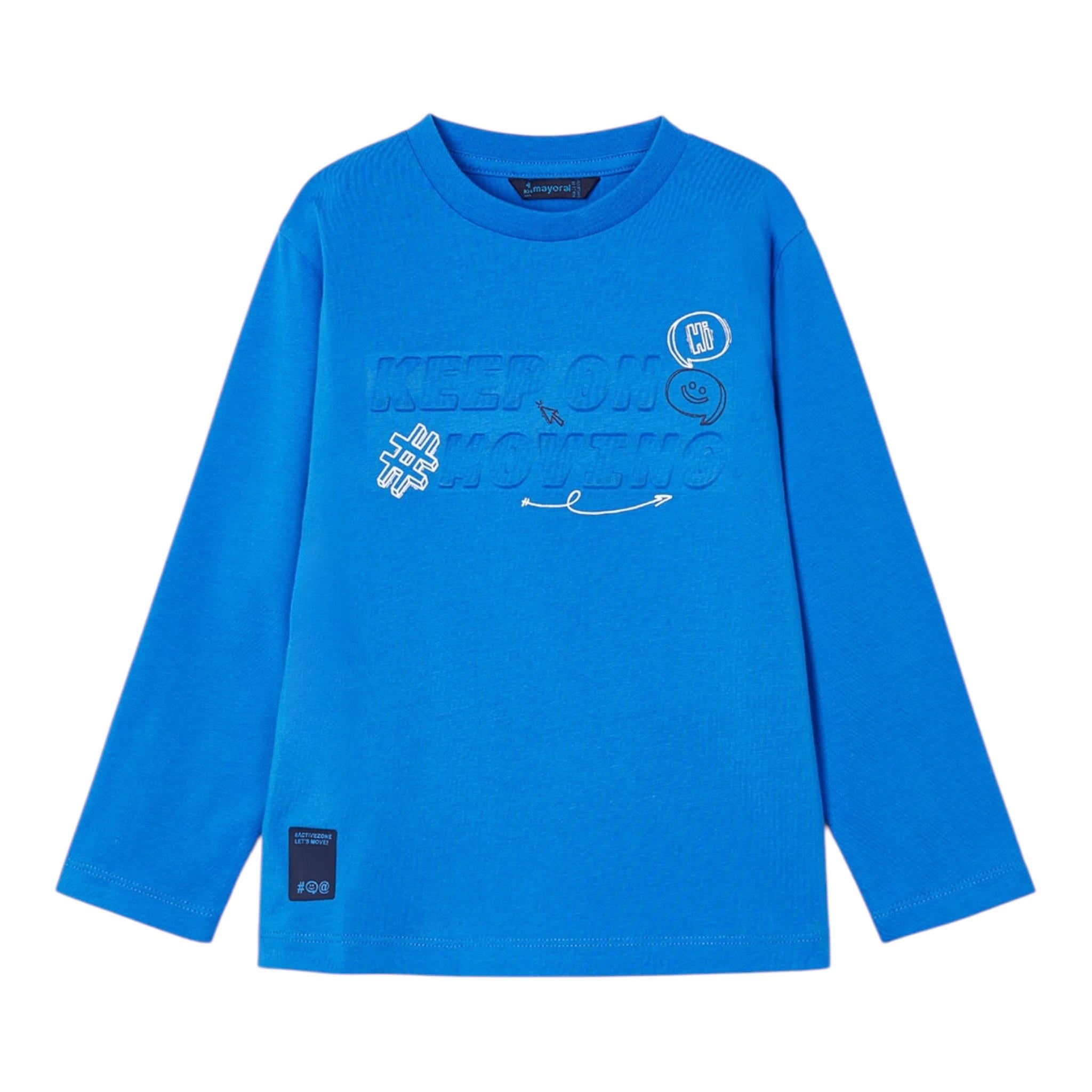MAYORAL shirt girocollo tinta unita con stampa in contrasto Blu per Bambino 4060 BLU MAYORAL 