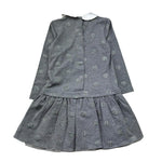 Le Bebe Abito Manica Lunga Tinta Unita con Fiocco per Bambina LBG1083 GRIGIO LE BEBE 