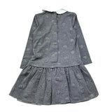 Le Bebe Abito Manica Lunga Tinta Unita con Fiocco per Bambina LBG1083 GRIGIO LE BEBE 