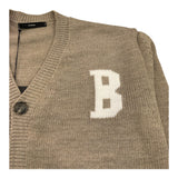 I'M BRIAN cardigan tinta unita con bottoni e stampa Sabbia per Bambino MA3009JX SABBIA I'M BRIAN 