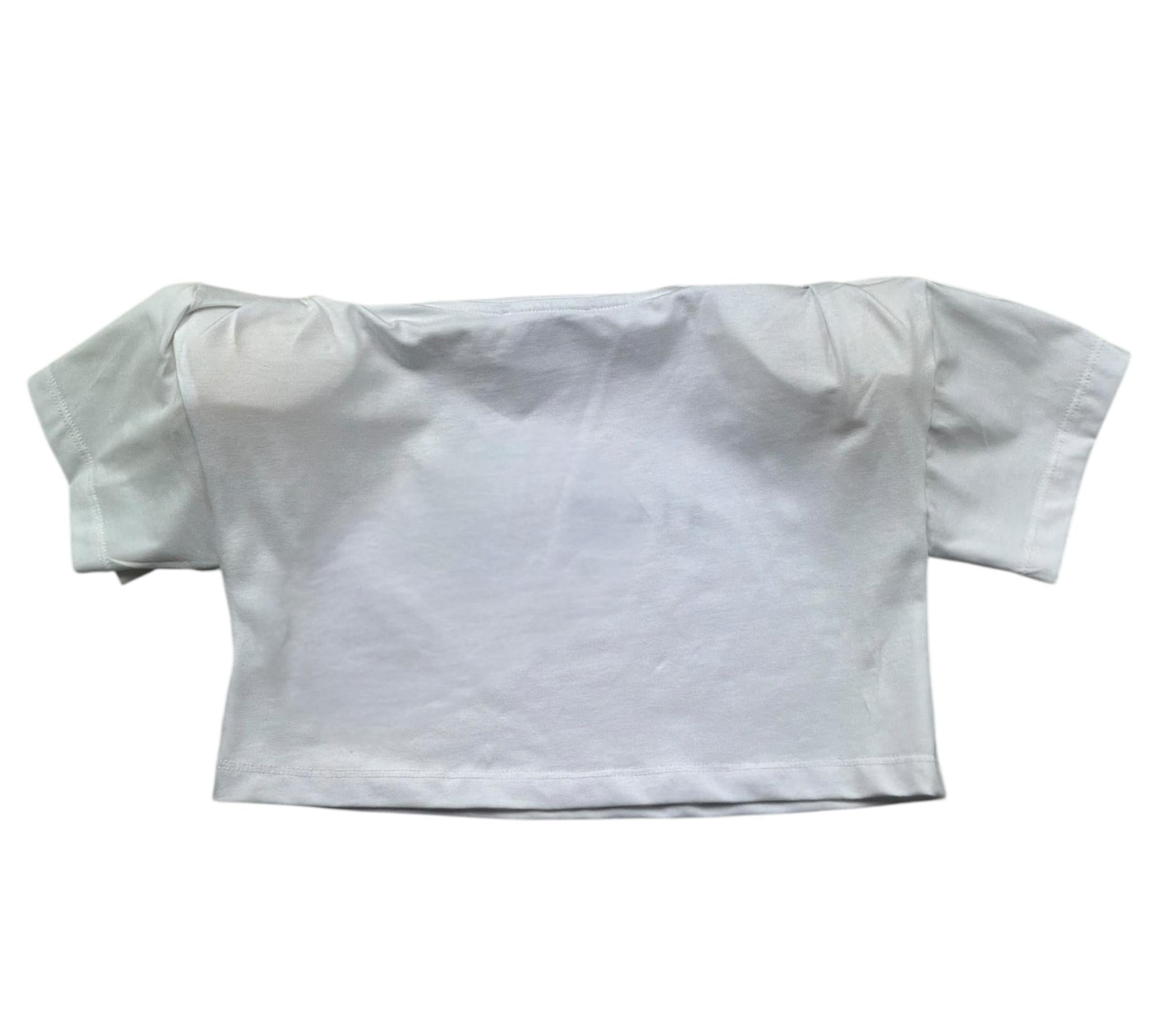 John Richmond T-Shirt Girocollo Tinta Unita con Logo Modello Crop per Bambina RGP26123TS BIANCO JOHN RICHMOND 