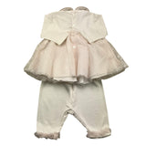 Minu' Completo 2 Pezzi Shirt E Leggins Tinta Unita Con Tulle Bianco/Rosa Per Neonata