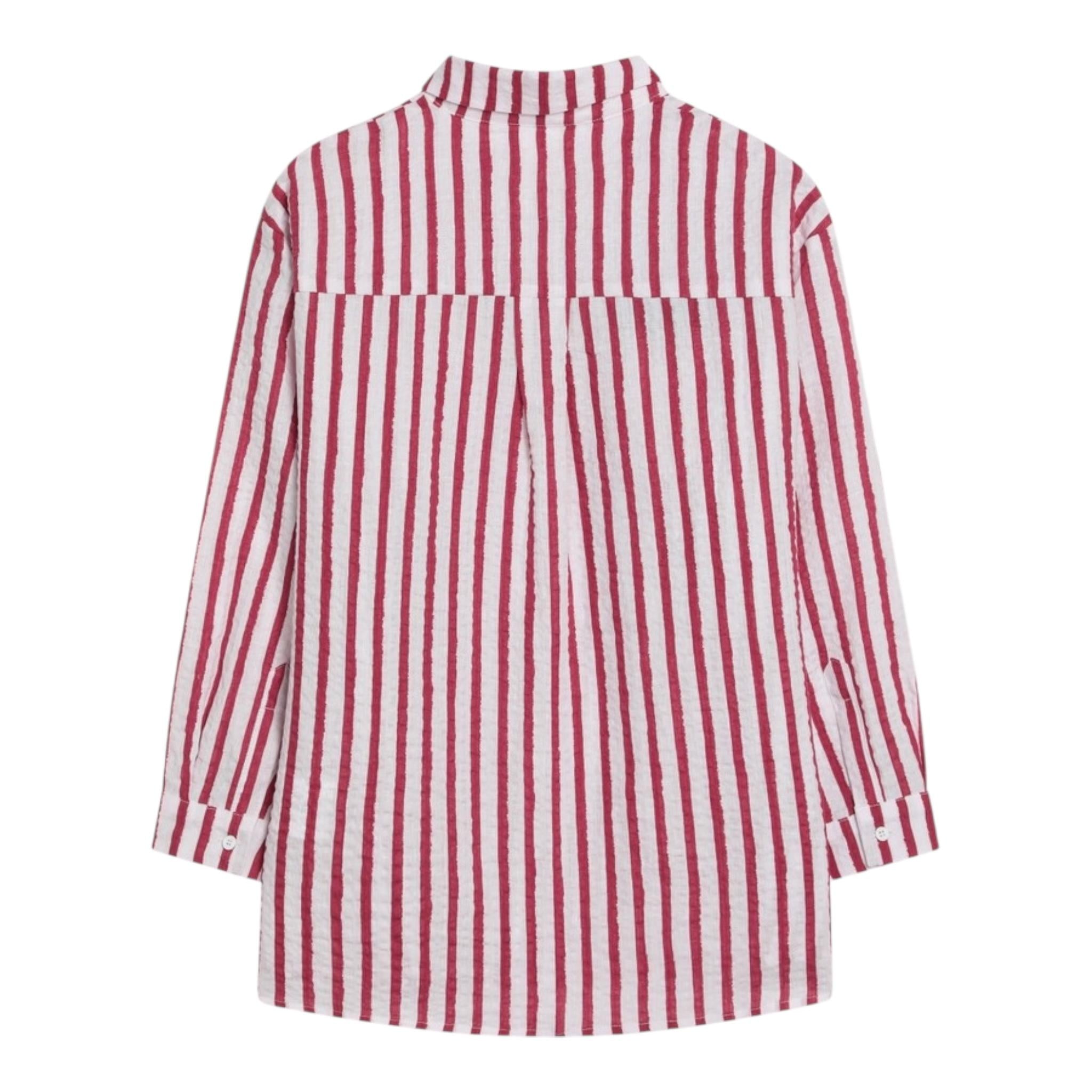 Dou Dou Camicia Tinta Unita con Fantasia A Righe per Bambina DW5P30 BORDEAUX DOU DOU 