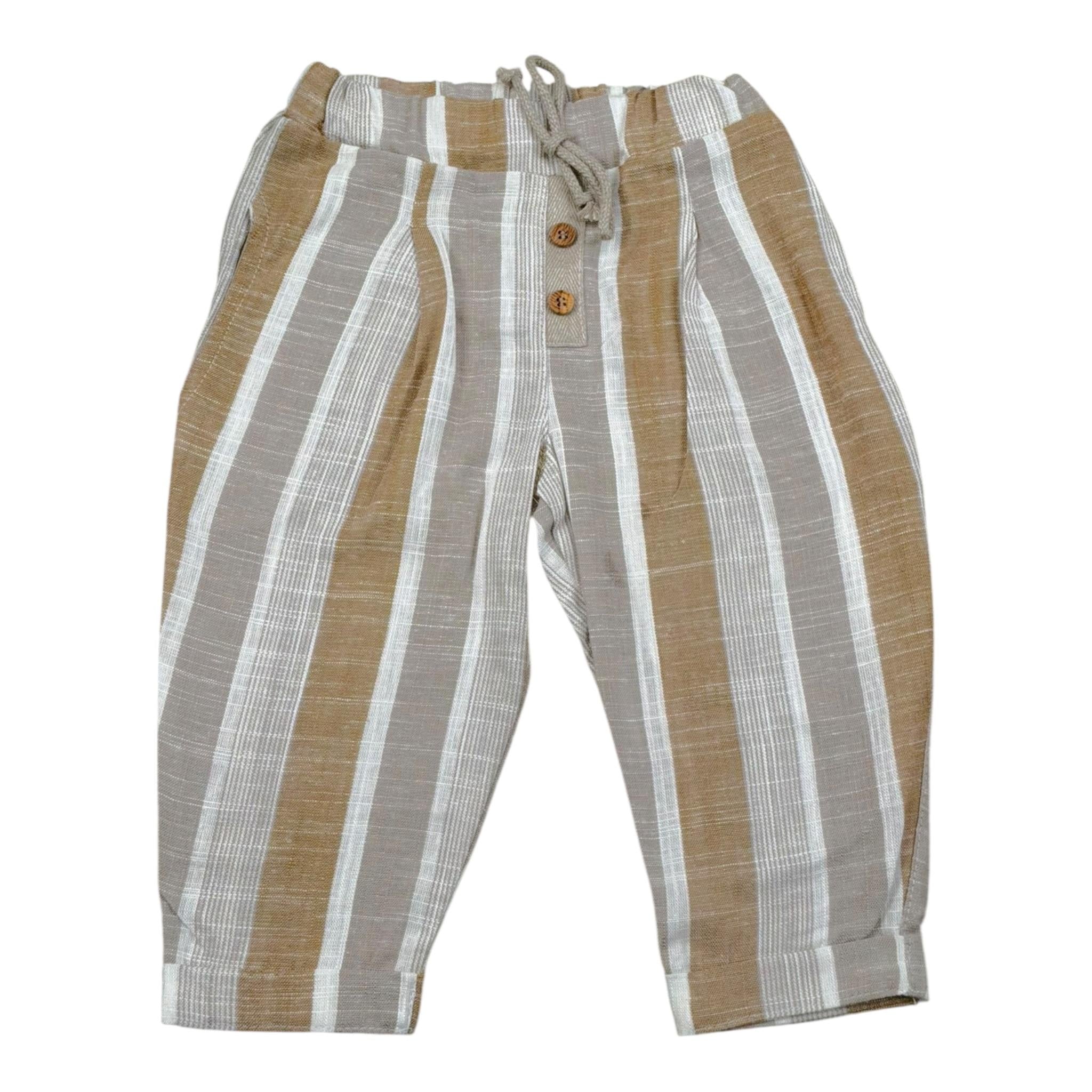 Babyvip Pantalone Tinta Unita con Elastico In Vita E Fantasia A Righe per Neonato T1297 BEIGE BABYVIP 