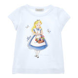 Monnalisa T-Shirt Girocollo Tinta Unita con Stampa per Bambina 11E622 BIANCO MONNALISA 
