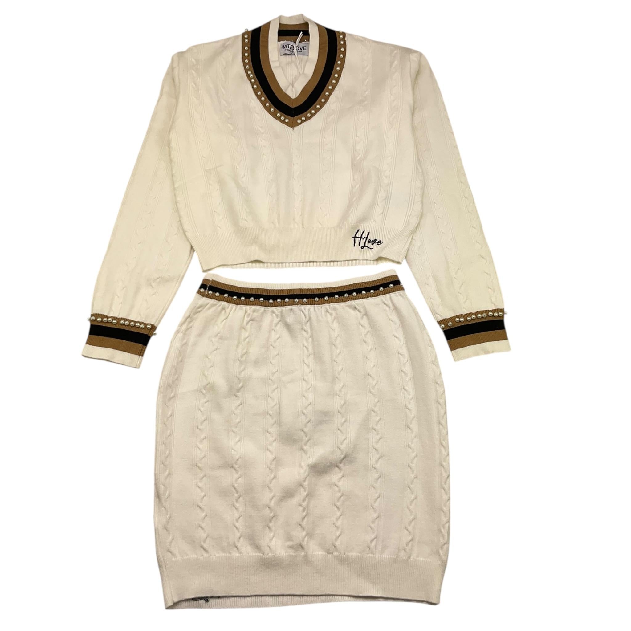 HATE LOVE completo 2 pezzi maglia-gonna tinta unita  Panna per Bambina OJSW00240 PANNA HATE LOVE 