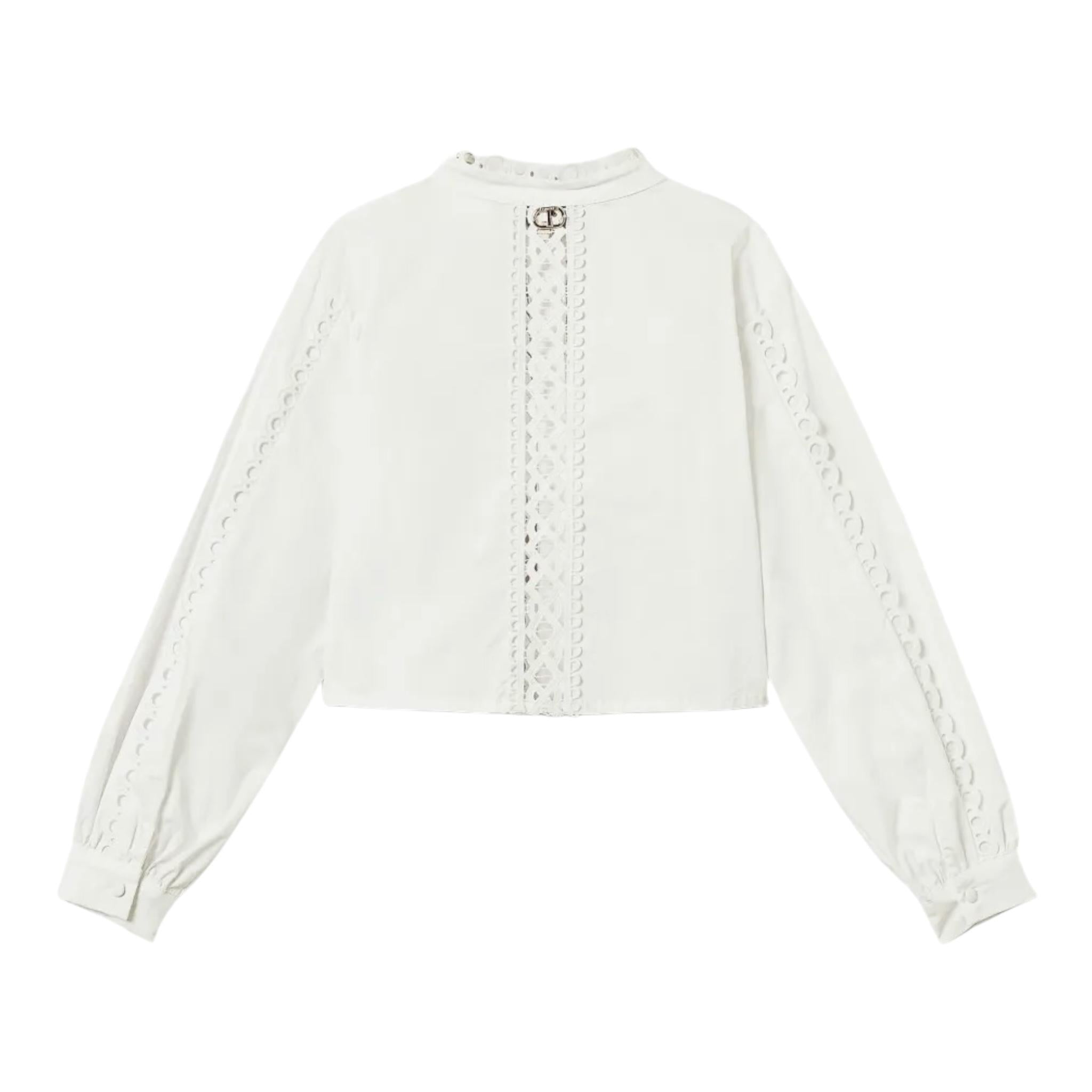 Twinset Camicia Tinta Unita Traforata per Bambina 251GJ2411 BIANCO TWINSET 