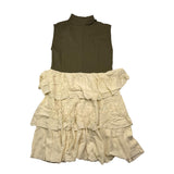 Dixie Abito Giromanica Bicolore Con Balze Verde Per Bambina