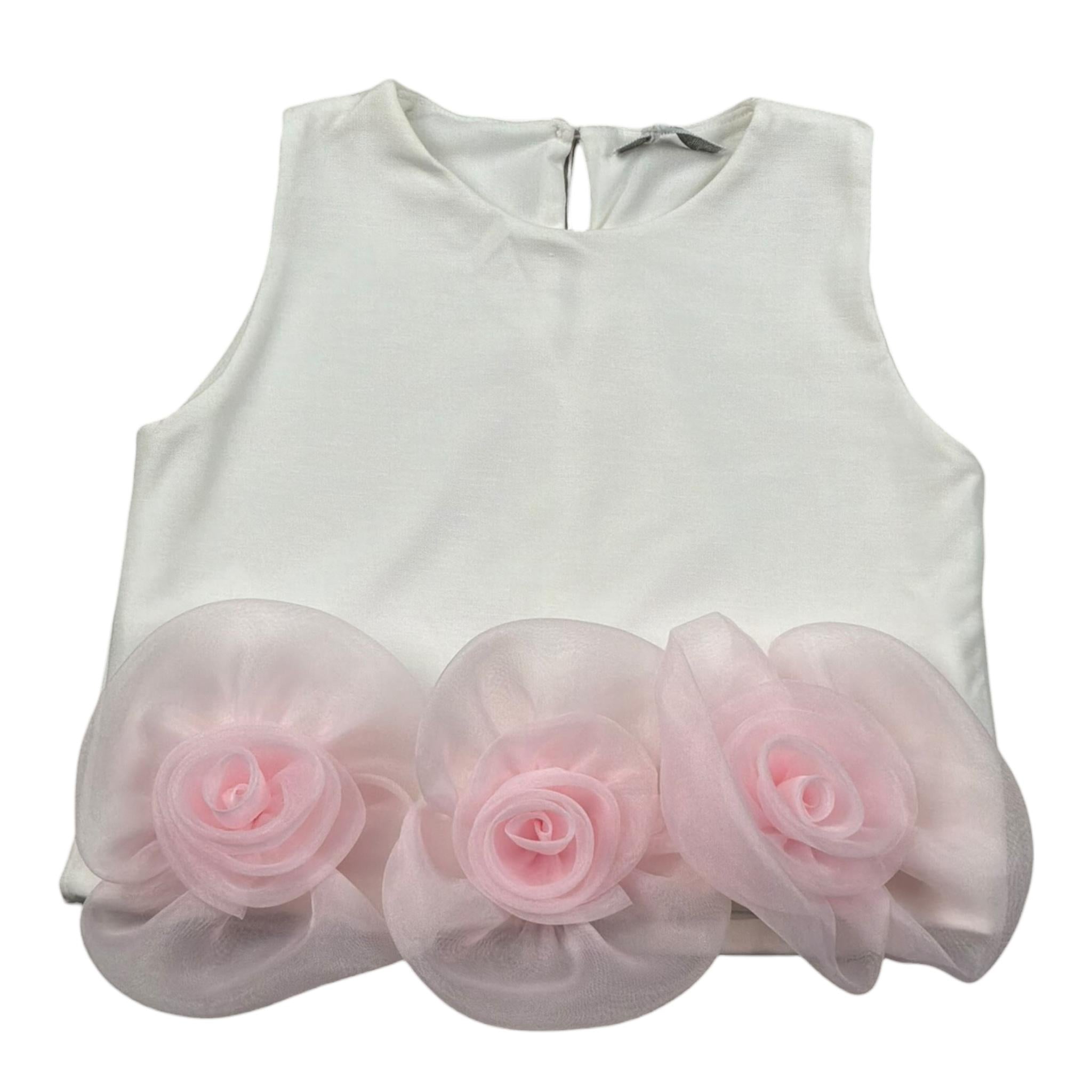 M+E' Canotta Tinta Unita con Applicazioni per Bambina UE1826 BIANCO M+E' 