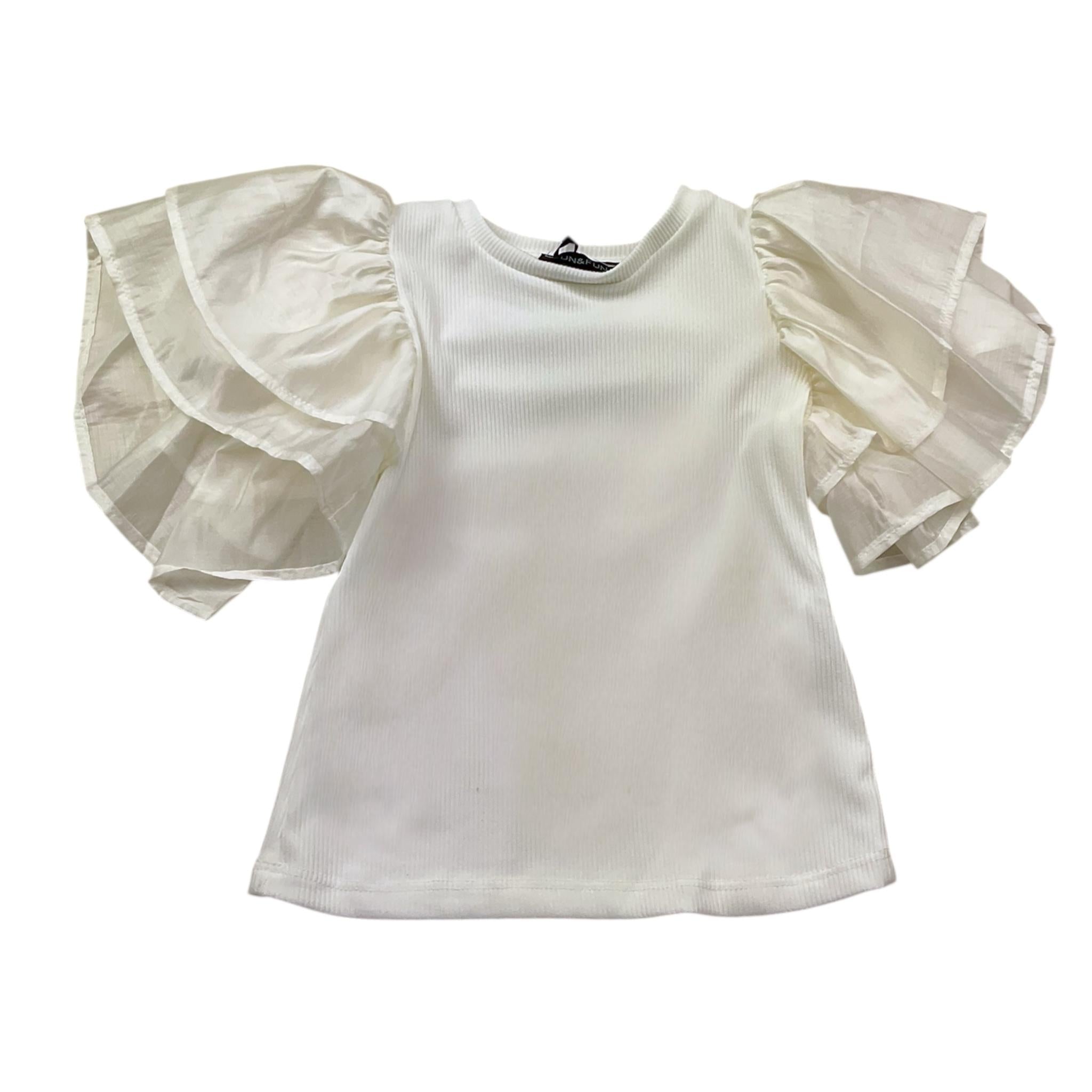 Fun & Fun T-Shirt Gircollo Tinta Unita per Bambina FBTS01325 BIANCO FUN & FUN 