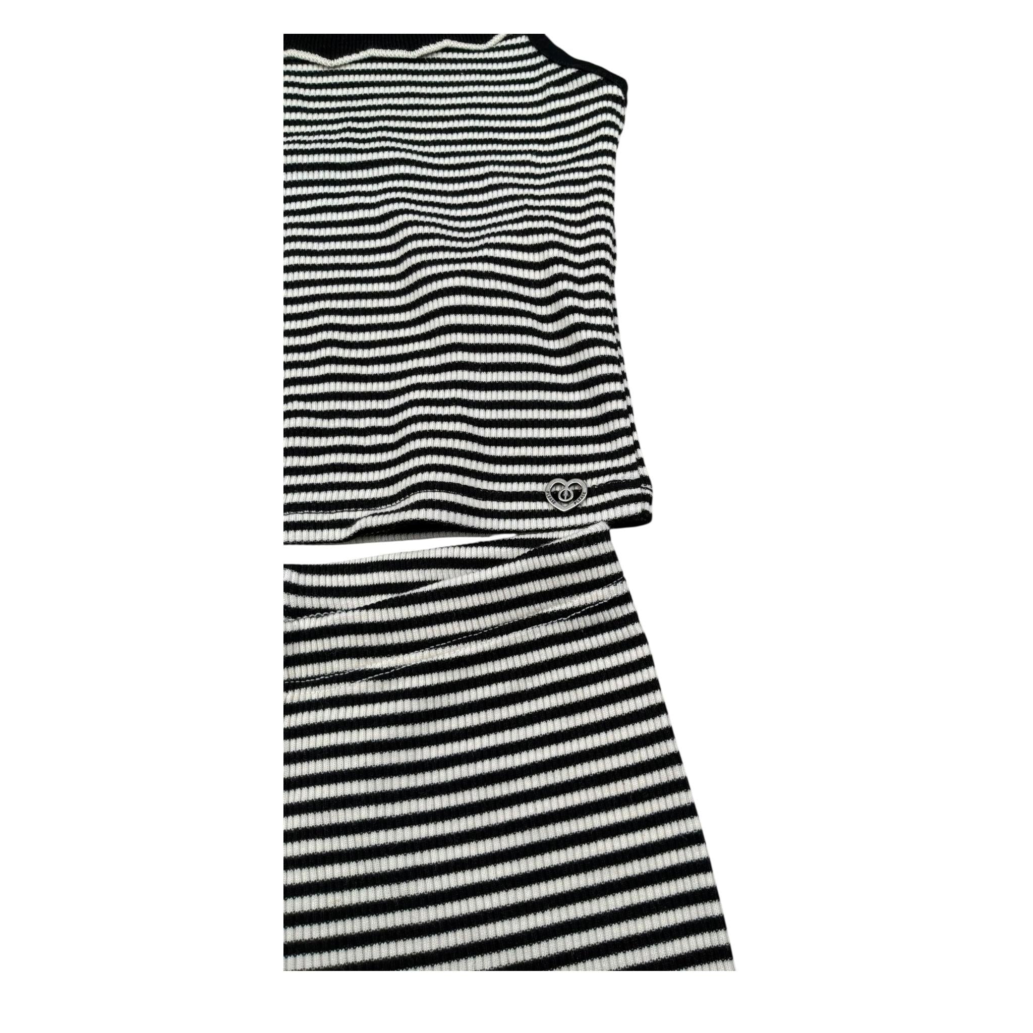 Please Completo 2 Pezzi Canotta-Short Fantasia A Righe per Bambina KB06071G71 BIANCO/NERO PLEASE 