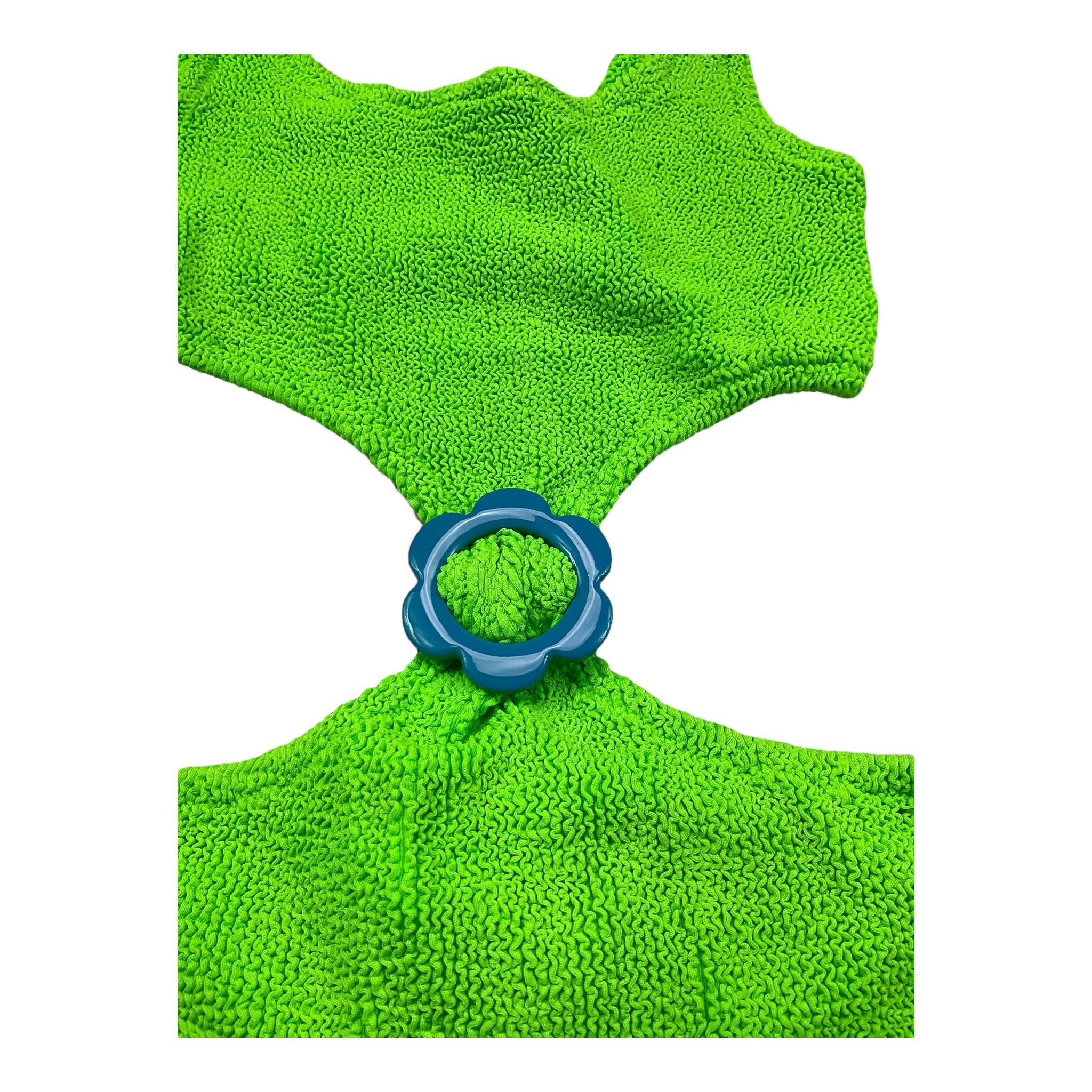 Saint Barth Abito Giromanica Tinta Unita per Bambina KIM VERDE FLUO SAINT BARTH 