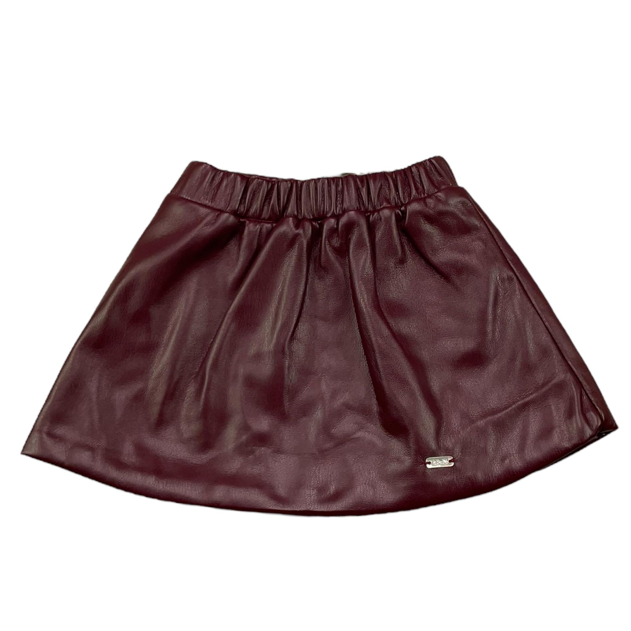 LE BEBE' gonna in ecopelle tinta unita con elastico in vita Bordeaux per Neonata LBG6072 BORDEAUX LE BEBE' 