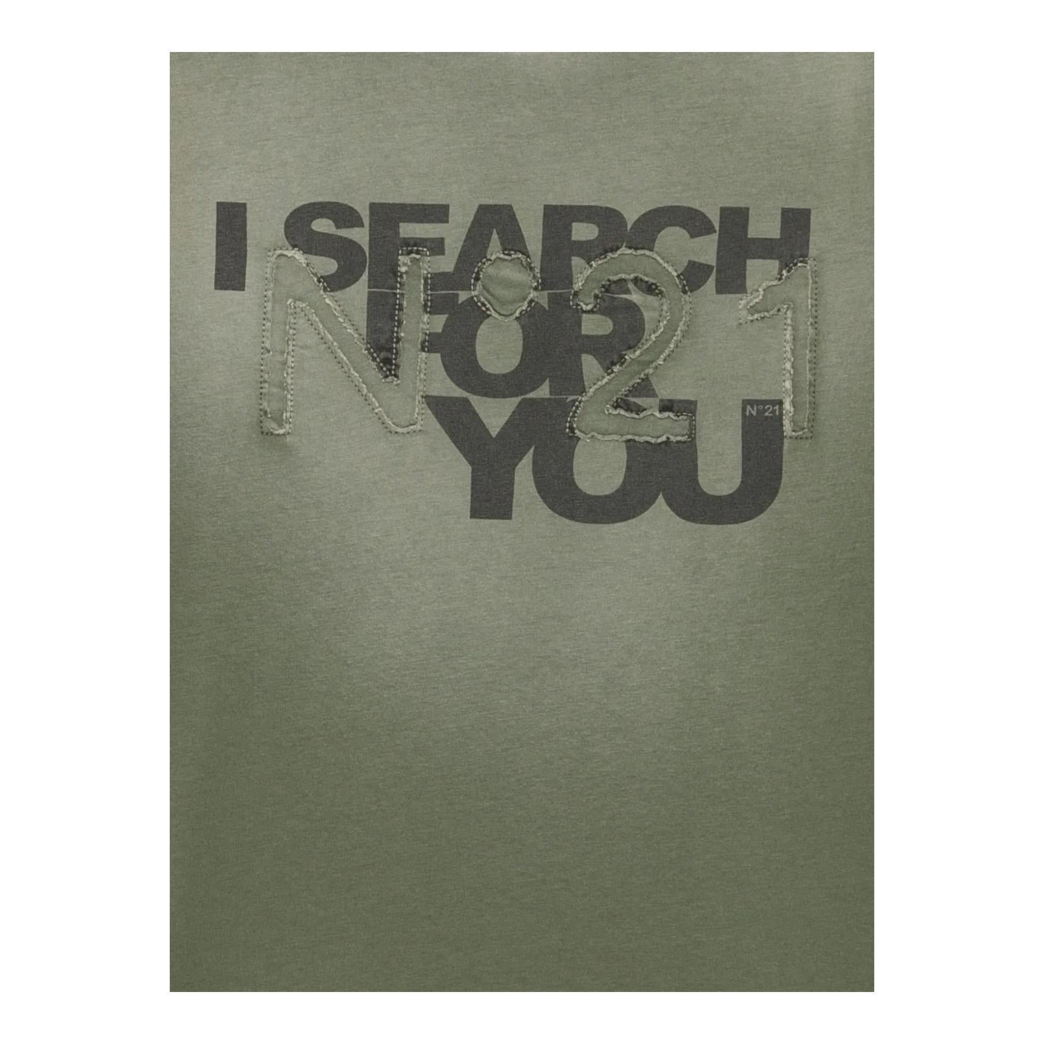 N°21 T-Shirt Tinta Unita Girocollo con Stampa per Bambino N2103J VERDE N°21 