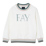 Fay Felpa Tinta Unita con Profili In Contrasto per Bambino FW4P30 BIANCO FAY 