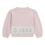 GUESS maglia girocollo tinta unita con logo paillettato Rosa per Neonata K4YR00Z3GW0X ROSA GUESS 