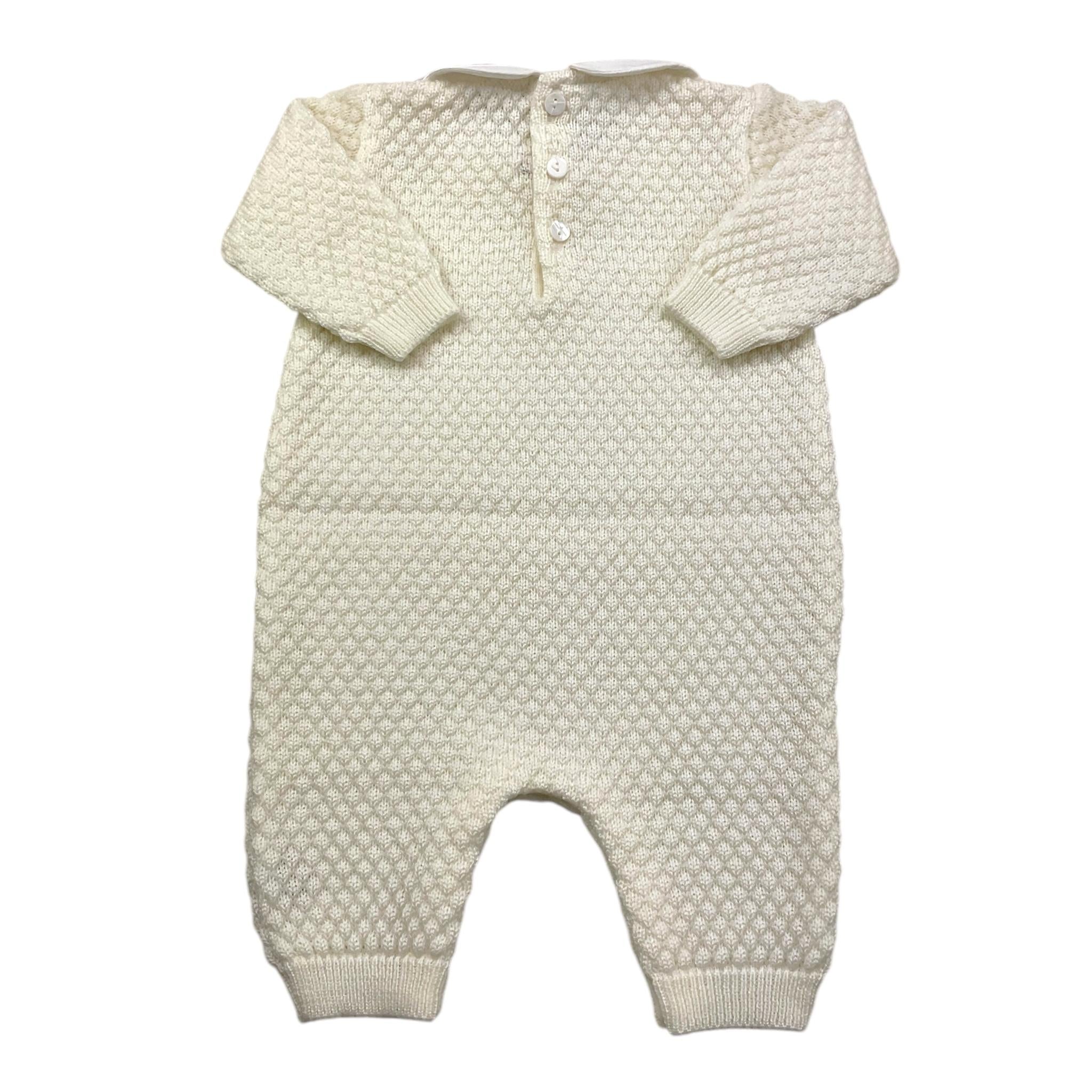 LITTLE BEAR tutina manica lunga tinta unita con colletto in contrasto Panna per Neonata 9101X PANNA LITTLE BEAR 