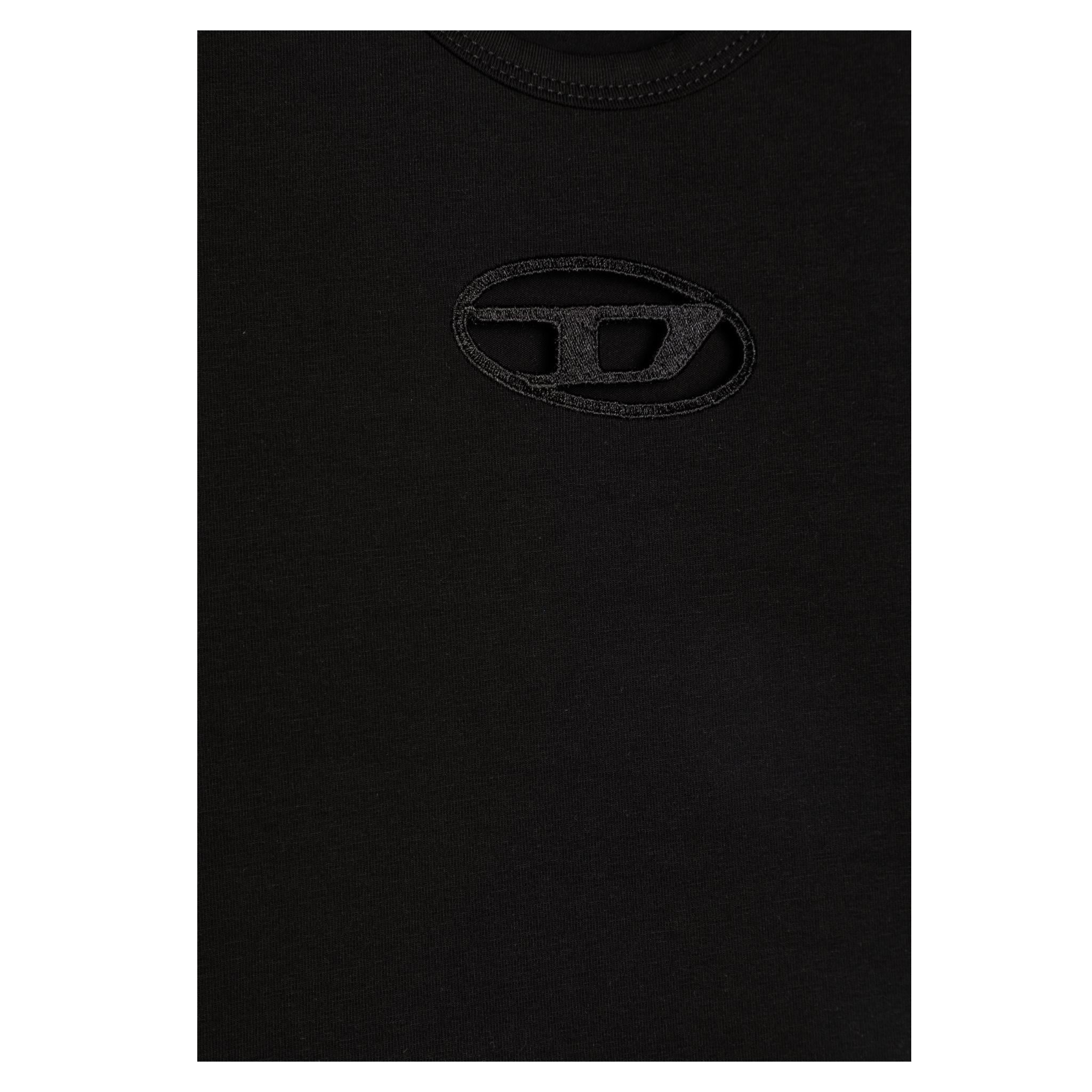 Diesel T-Shirt Girocollo Tinta Unita con Logo per Bambina J01830 NERO DIESEL 